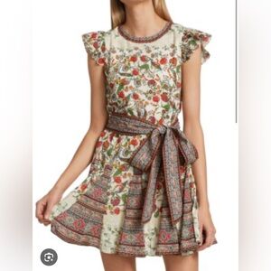 Alice + Olivia Mina Floral Belted Godet Minidress